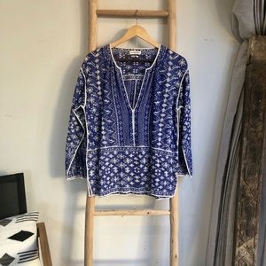 Blue + White Tunic Top